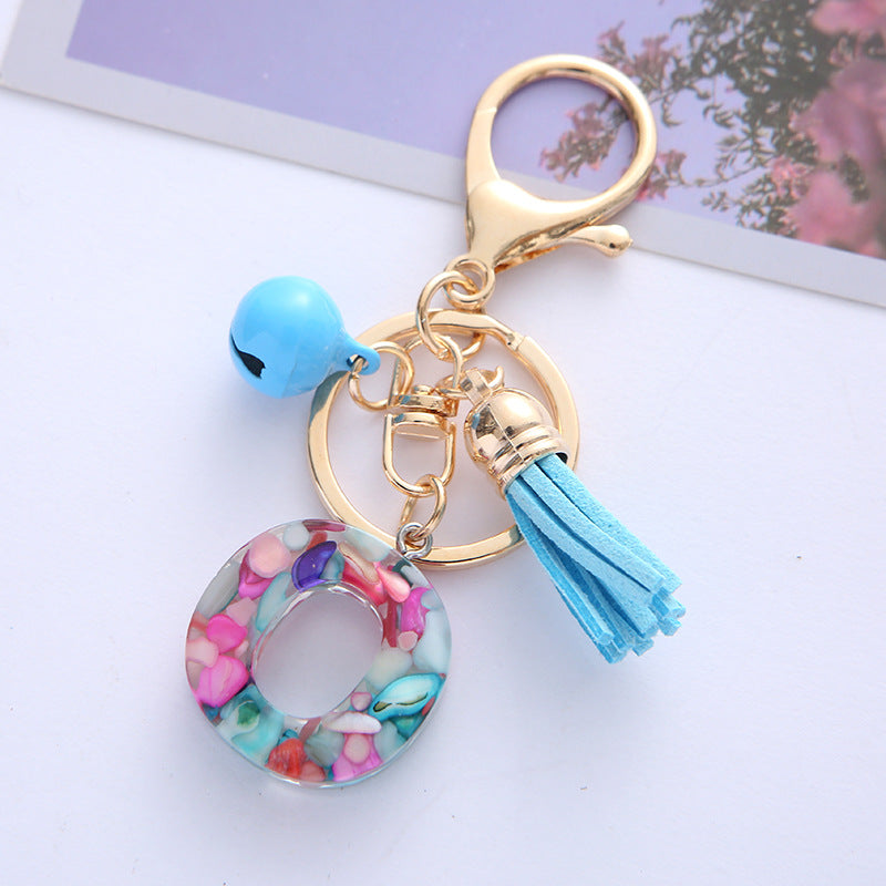 Wholesale English Alphabet Tassel Pendant Resin Drop Glue Keychains